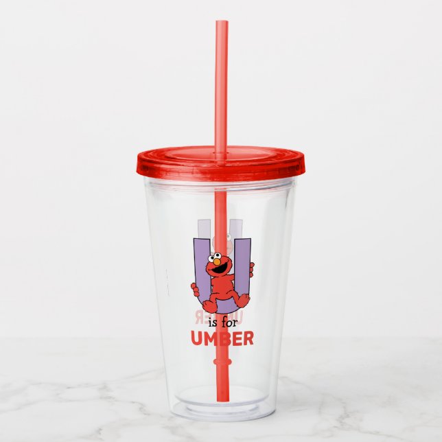 Elmo Alphabet | U Purple Acrylic Tumbler (Front)