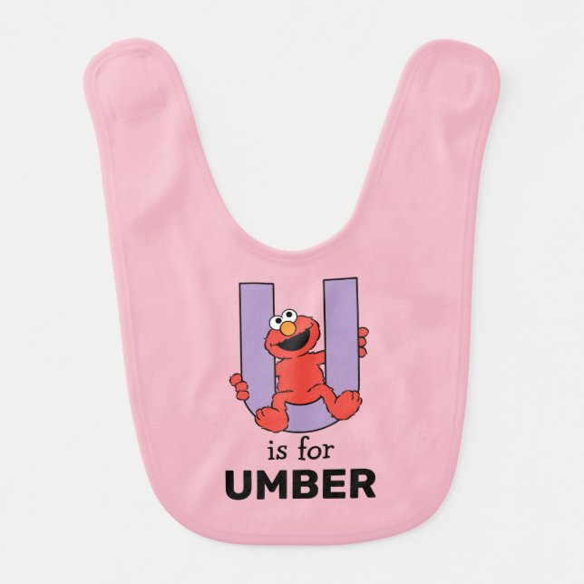 Elmo Alphabet | U Purple Baby Bib (Front)