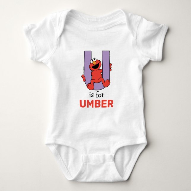 Elmo Alphabet | U Purple Baby Bodysuit (Front)