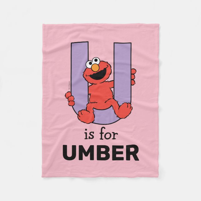 Elmo Alphabet | U Purple Fleece Blanket (Front)