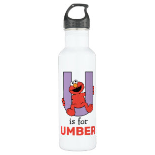 Elmo Alphabet   U Purple Stainless Steel Water Bottle