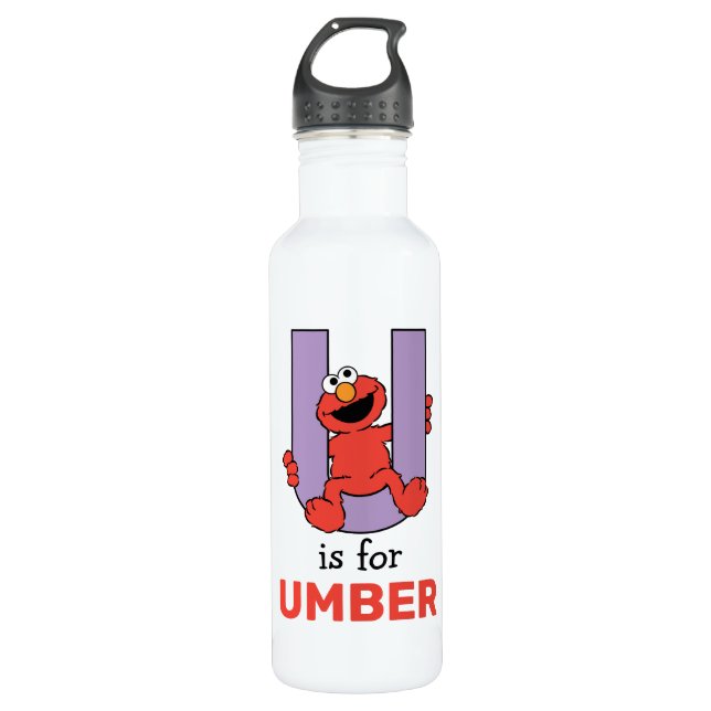 Elmo Alphabet | U Purple Stainless Steel Water Bottle (Front)