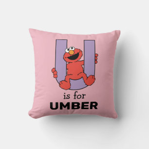 Elmo Alphabet U Purple Throw Pillow