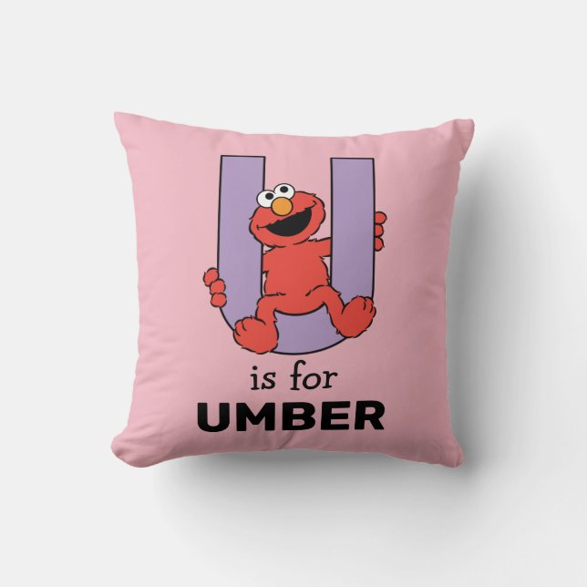 Elmo Alphabet | U Purple Throw Pillow (Front)
