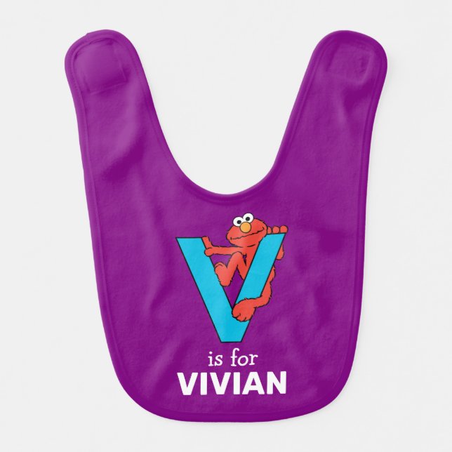 Elmo Alphabet | V Blue Baby Bib (Front)