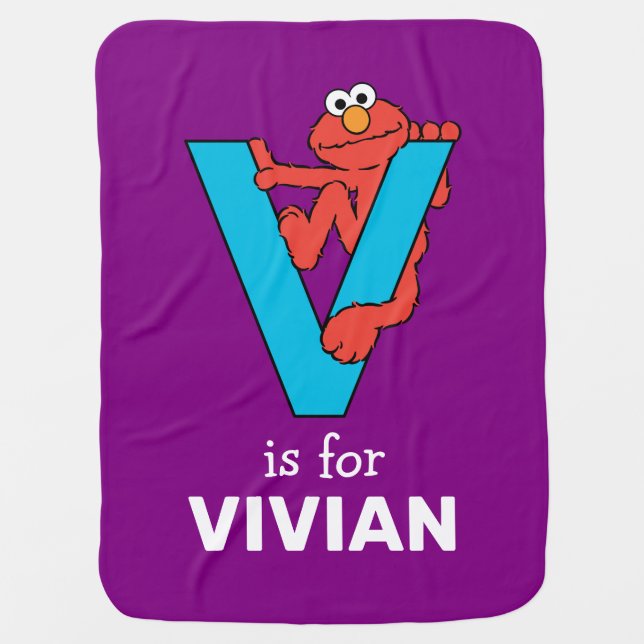 Elmo Alphabet | V Blue Baby Blanket (Front)