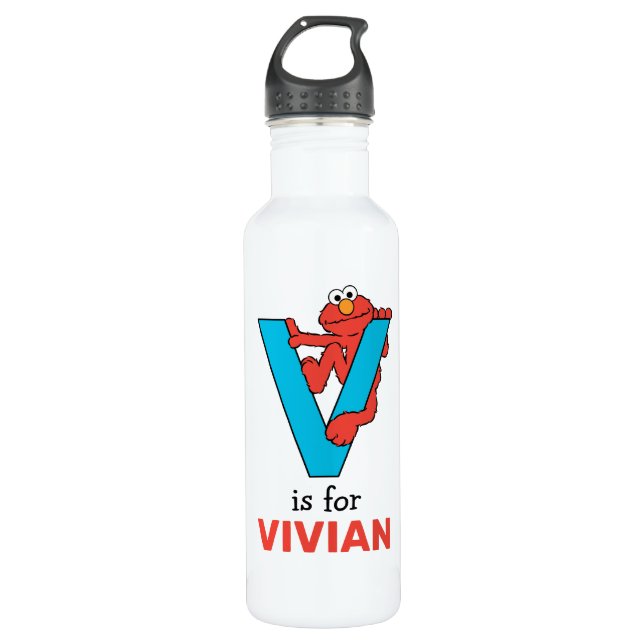 Elmo Alphabet | V Blue Stainless Steel Water Bottle (Front)