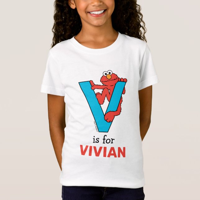 Elmo Alphabet | V Blue T-Shirt (Front)