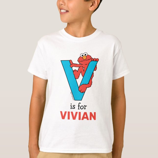 Elmo Alphabet | V Blue T-Shirt (Front)