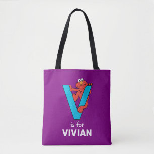 Elmo Alphabet V Blue Tote Bag