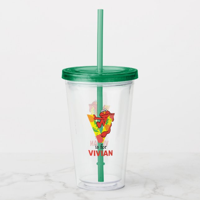 Elmo Alphabet | V Vegetable Acrylic Tumbler (Front)