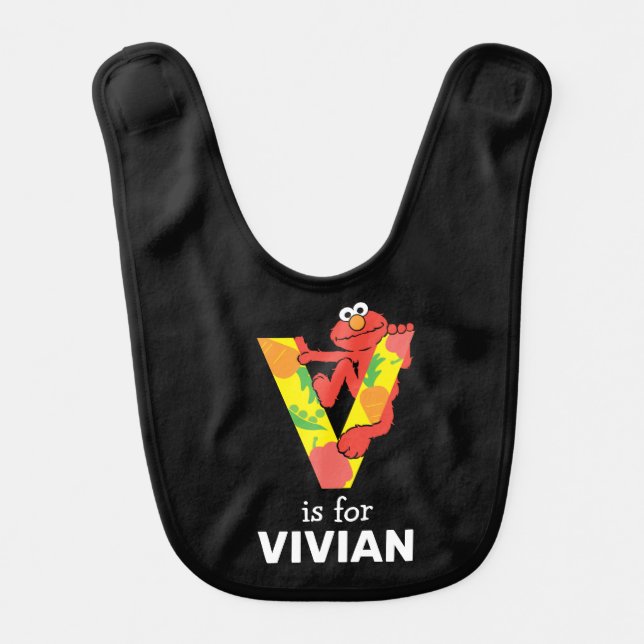 Elmo Alphabet | V Vegetable Baby Bib (Front)