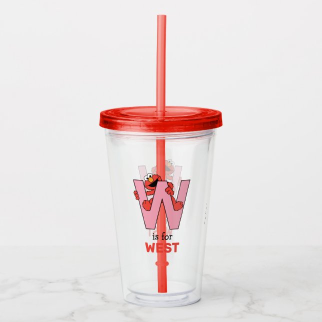 Elmo Alphabet | W Pink Acrylic Tumbler (Front)