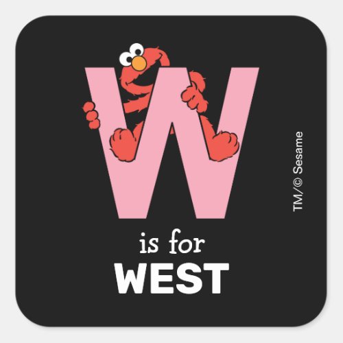 Elmo Alphabet  W Pink Square Sticker