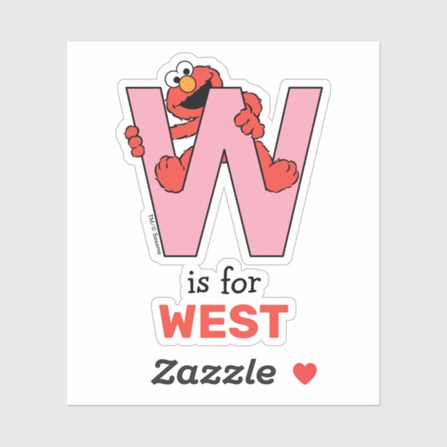 Elmo Alphabet | W Pink Sticker (Sheet)