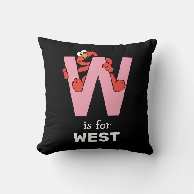 Elmo Alphabet | W Pink Throw Pillow (Front)