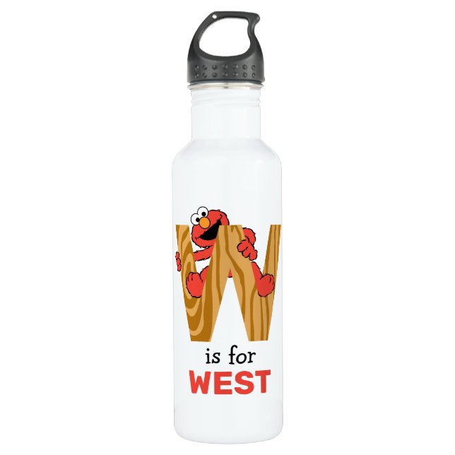 Elmo Alphabet | W Wood Stainless Steel Water Bottle (Front)