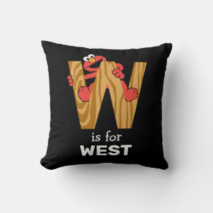 Elmo Alphabet W Wood Throw Pillow