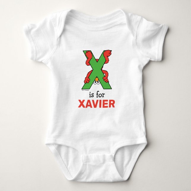 Elmo Alphabet | X Green Baby Bodysuit (Front)