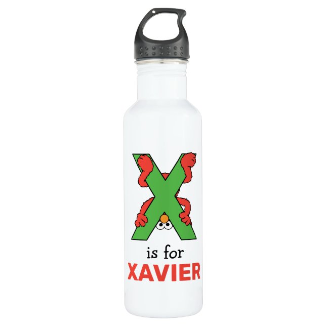 Elmo Alphabet | X Green Stainless Steel Water Bottle (Front)