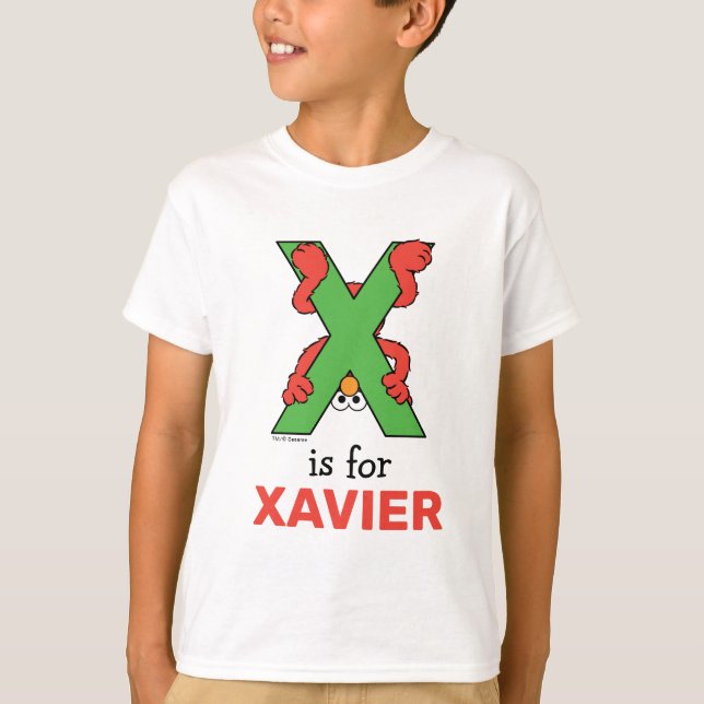 Elmo Alphabet | X Green T-Shirt (Front)