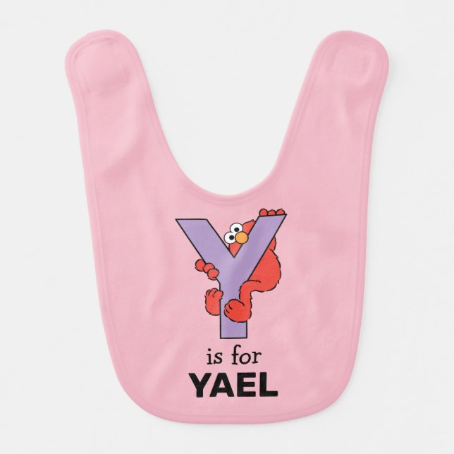 Elmo Alphabet | Y Purple Baby Bib (Front)