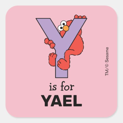 Elmo Alphabet  Y Purple Square Sticker