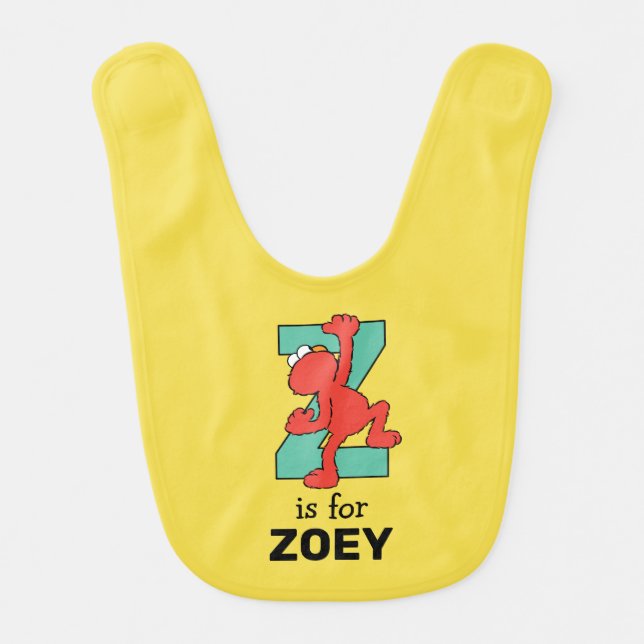 Elmo Alphabet | Z Teal Baby Bib (Front)