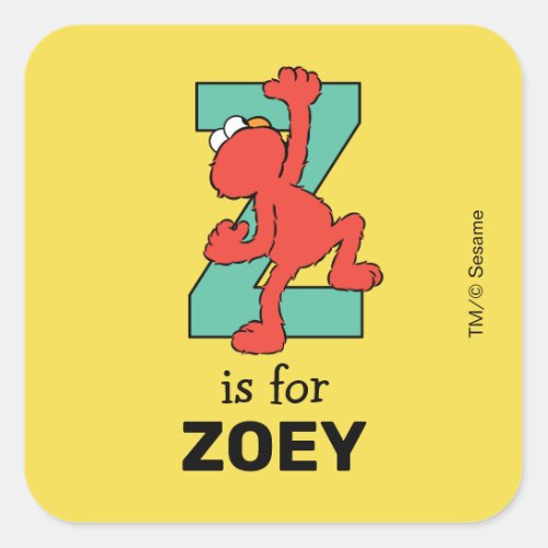 Elmo Alphabet  Z Teal Square Sticker