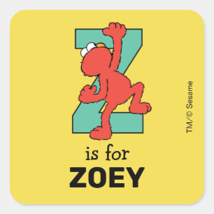 Elmo Alphabet   Z Teal Square Sticker