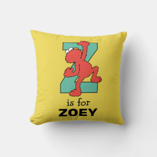 Elmo Alphabet Z Teal Throw Pillow