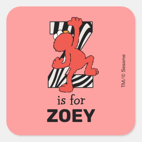 Elmo Alphabet  Z Zebra Square Sticker