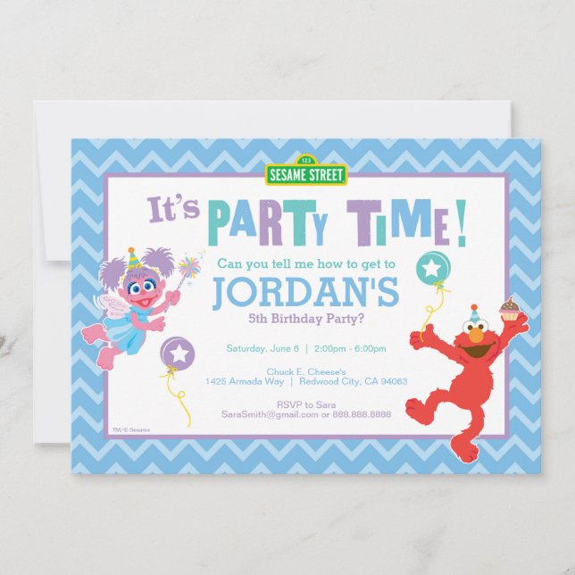 Elmo and Abby Birthday Invitation (Front)