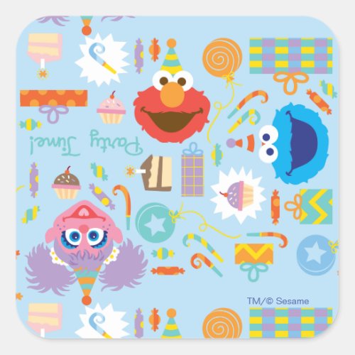 Elmo and Abby Birthday Square Sticker