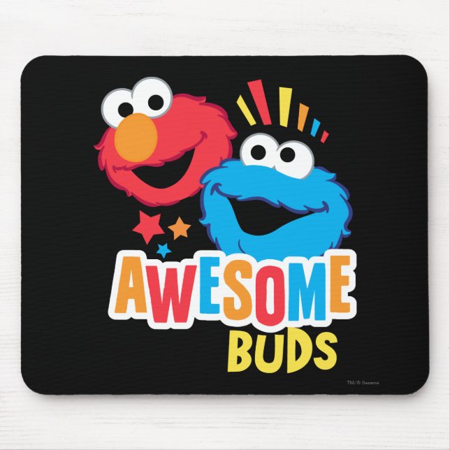 Elmo and Cookie Awesome Buds Mouse Pad (Front)
