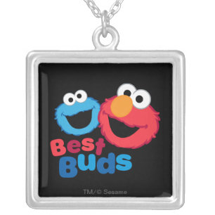 Elmo and Cookie Besties Silver Plated Necklace