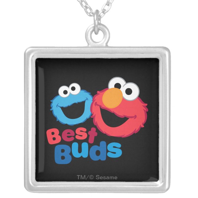 Elmo and Cookie Besties Silver Plated Necklace (Front)