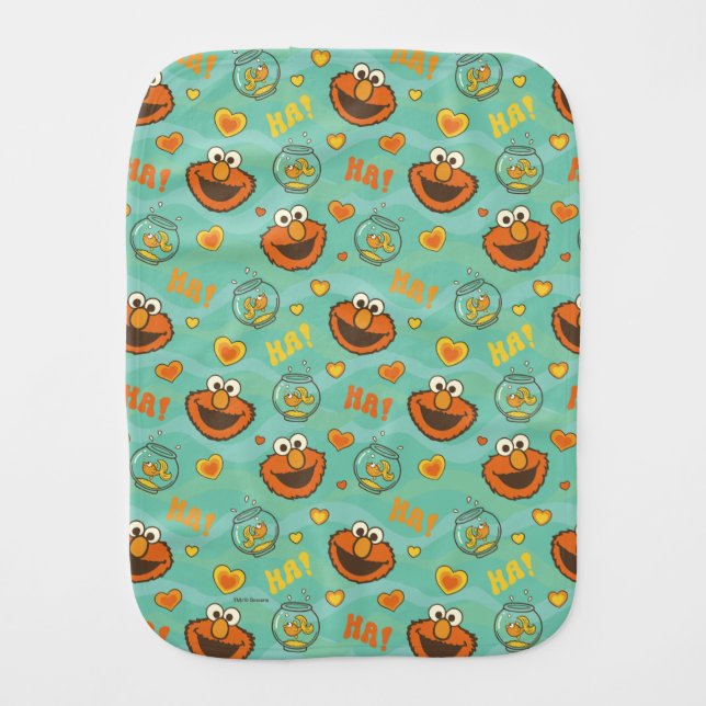 Elmo and Goldfish Pattern Baby Burp Cloth (Front)