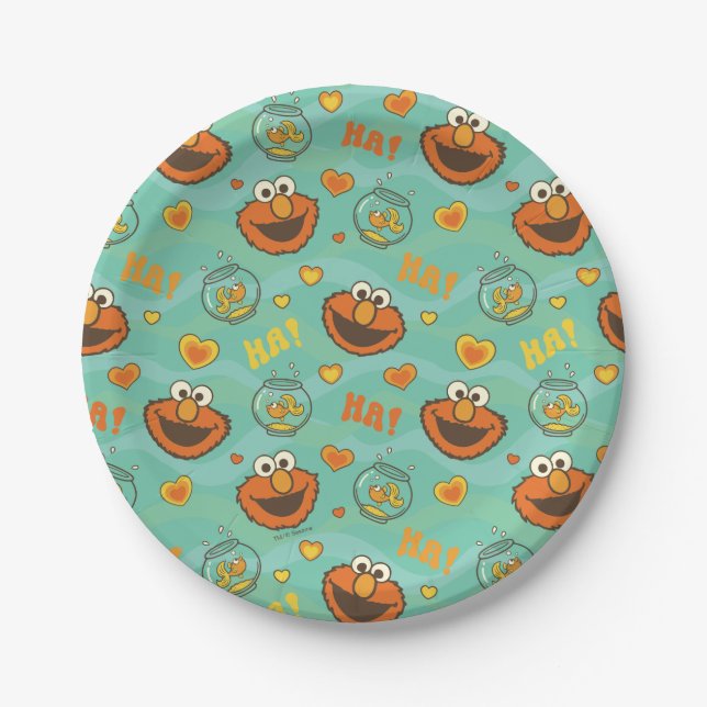 Elmo and Goldfish Pattern Paper Plates (Front)