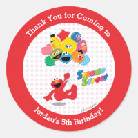 Elmo and Pals Birthday Balloons Classic Round Sticker