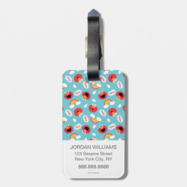 Elmo and Rainbows Pattern Luggage Tag (Back Vertical)