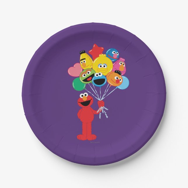 Elmo Balloons Paper Plates (Front)