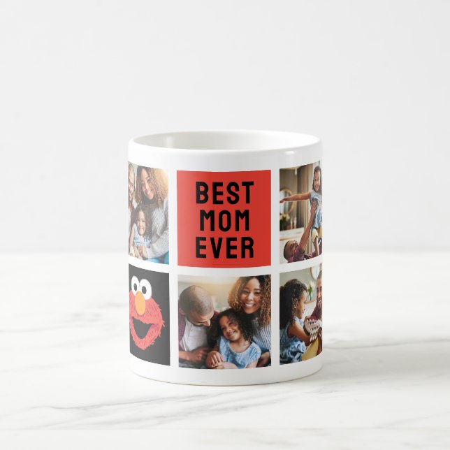 Elmo Big Face | Mom - Photo Collage Coffee Mug (Center)