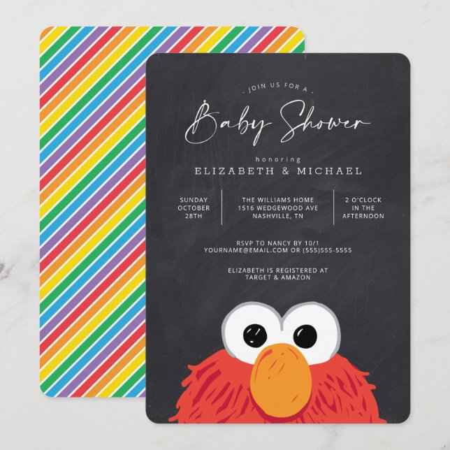 Elmo Chalkboard Baby Shower Invitation (Front/Back)