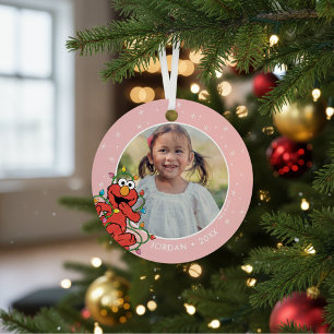 Elmo Christmas Lights Personalized Name & Photo Metal Ornament