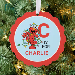 Elmo Christmas   Personalized Name & Photo Ornament Card