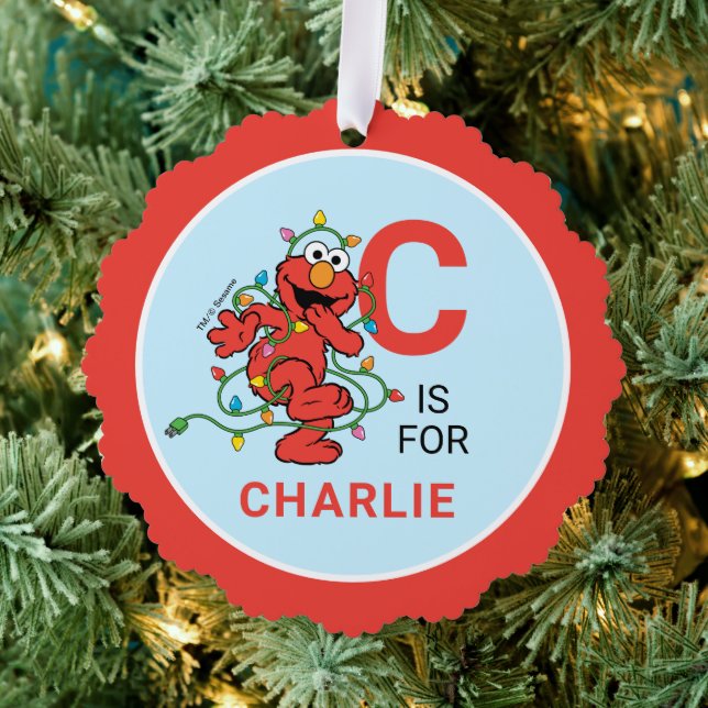 Elmo Christmas | Personalized Name & Photo Ornament Card (Insitu (Tree))