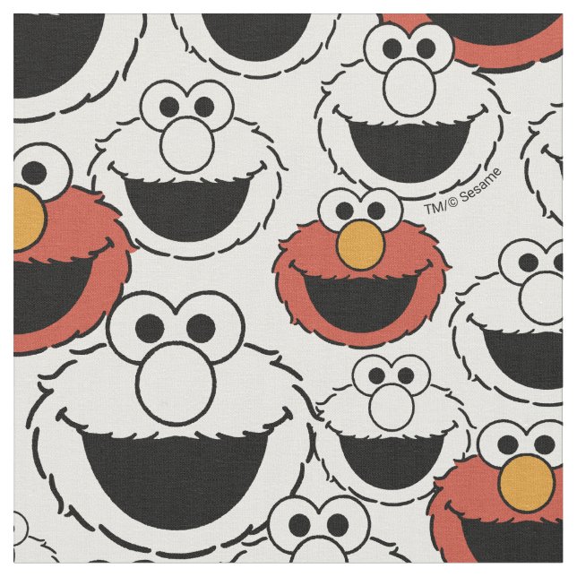 Elmo Color Pop Face Pattern Fabric (Close Up)