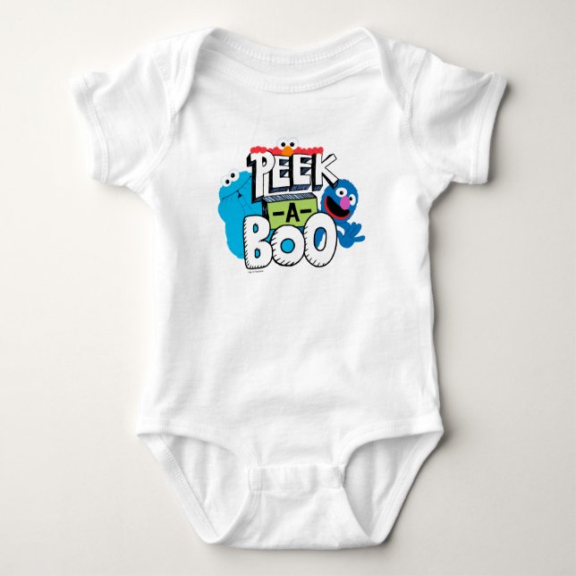 Elmo, Cookie & Grover | Peek-a-Boo Baby Bodysuit (Front)