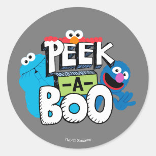 Elmo, Cookie & Grover   Peek-a-Boo Classic Round Sticker